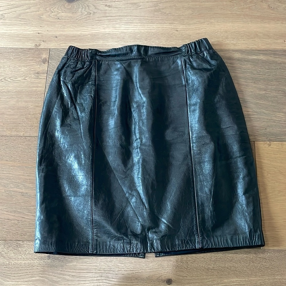 Vintage 100% Leather Made In Mexico Mini Skirt Size 36 Size 12 US